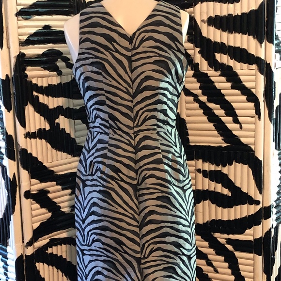 Zebra Print Black and Silver Sheath Dress 4 - Picture 2 of 2